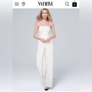 Like new sz 4 White Strapless Wide-Leg Jumpsuit elegant chic wedding $180!
